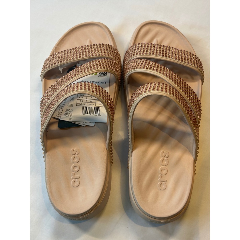 Crocs Getaway Gems Strappy Women Size 10 Pink Rhinestone Sandals 212584-6UR
